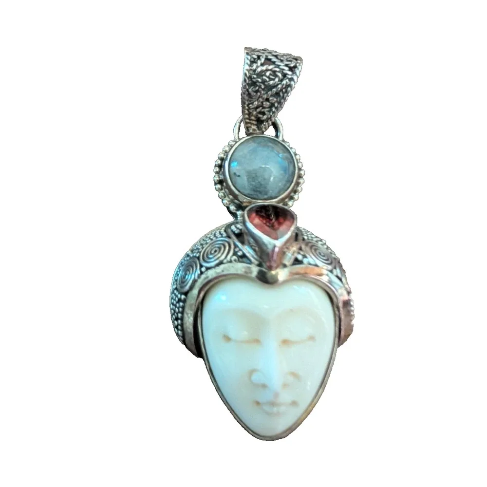Sterling Silver 925 Goddess Garnet Pendant 2